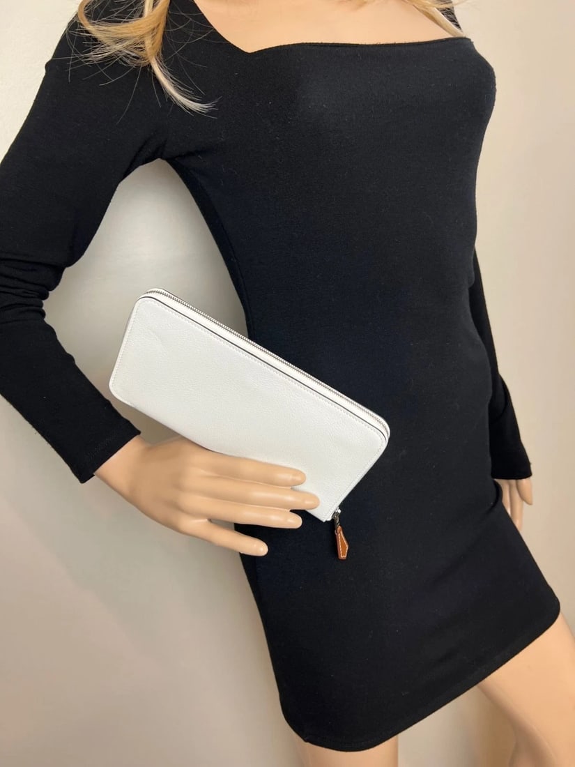 Hermes Evercolor Silk'In Classique Long White Wallet - 4