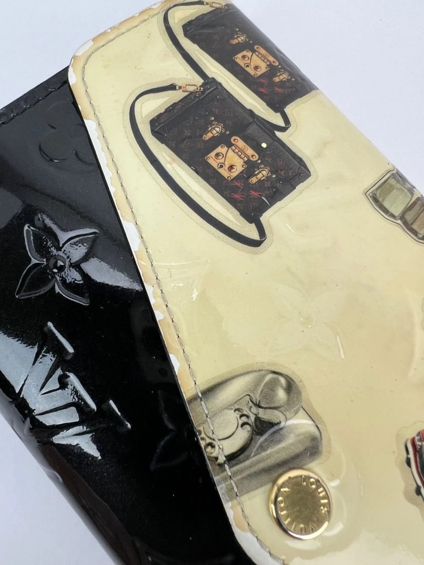 Louis Vuitton Sarah Monogram Vernis Stickers Black Wallet Limited Edition - 3