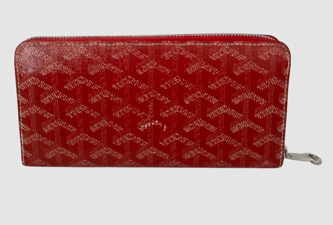 Goyard Matignon GM Wallet Goyardine Red Zip Around Clutch - 2