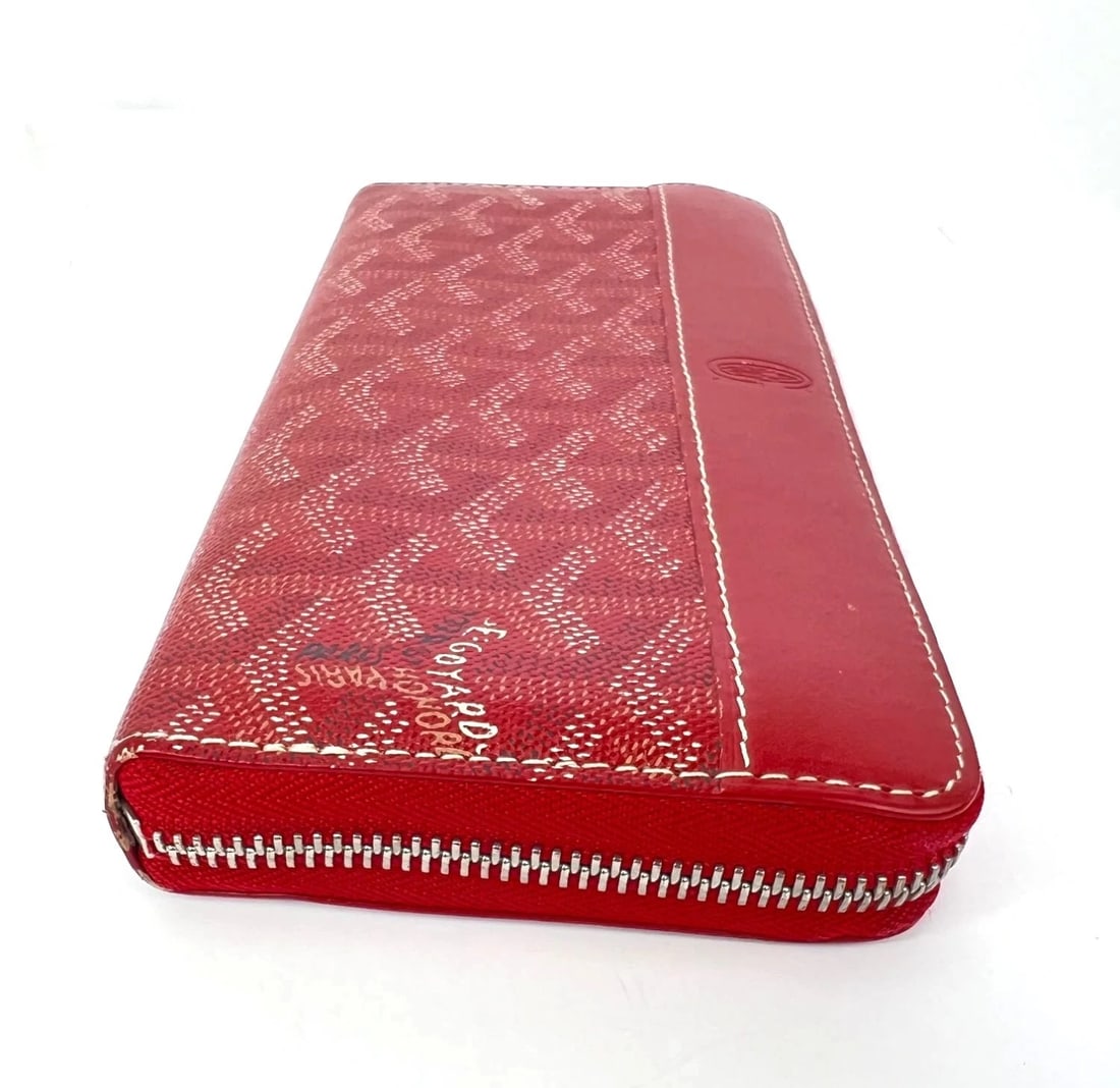 Goyard Matignon GM Wallet Goyardine Red Zip Around Clutch - 6