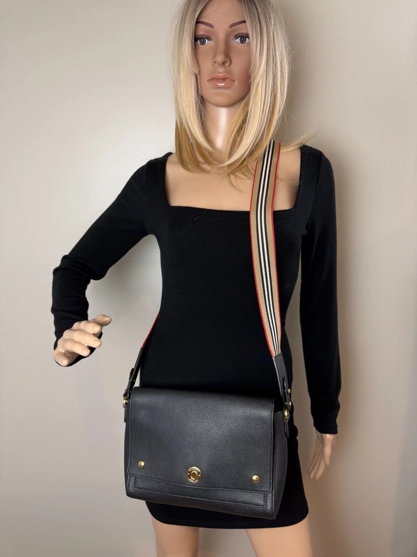 Burberry Grainy Calfskin Note Black Crossbody Bag - 13