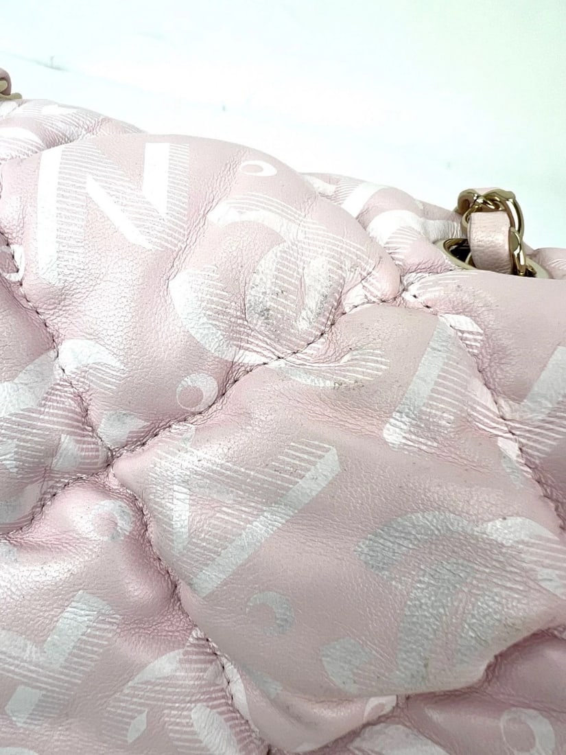 Chanel Printed Calfskin Quilted Medium Puffy Bubbly CC Pink Flap Bag - 10