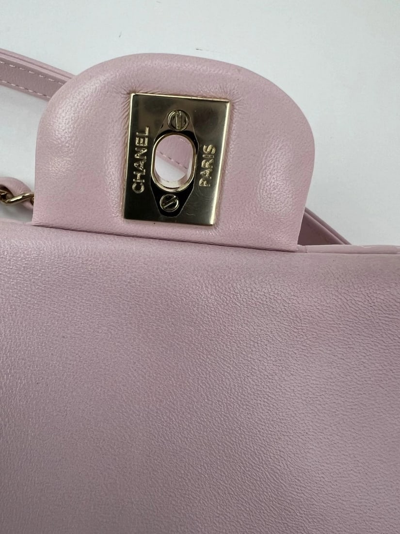 Chanel Printed Calfskin Quilted Medium Puffy Bubbly CC Pink Flap Bag - 13