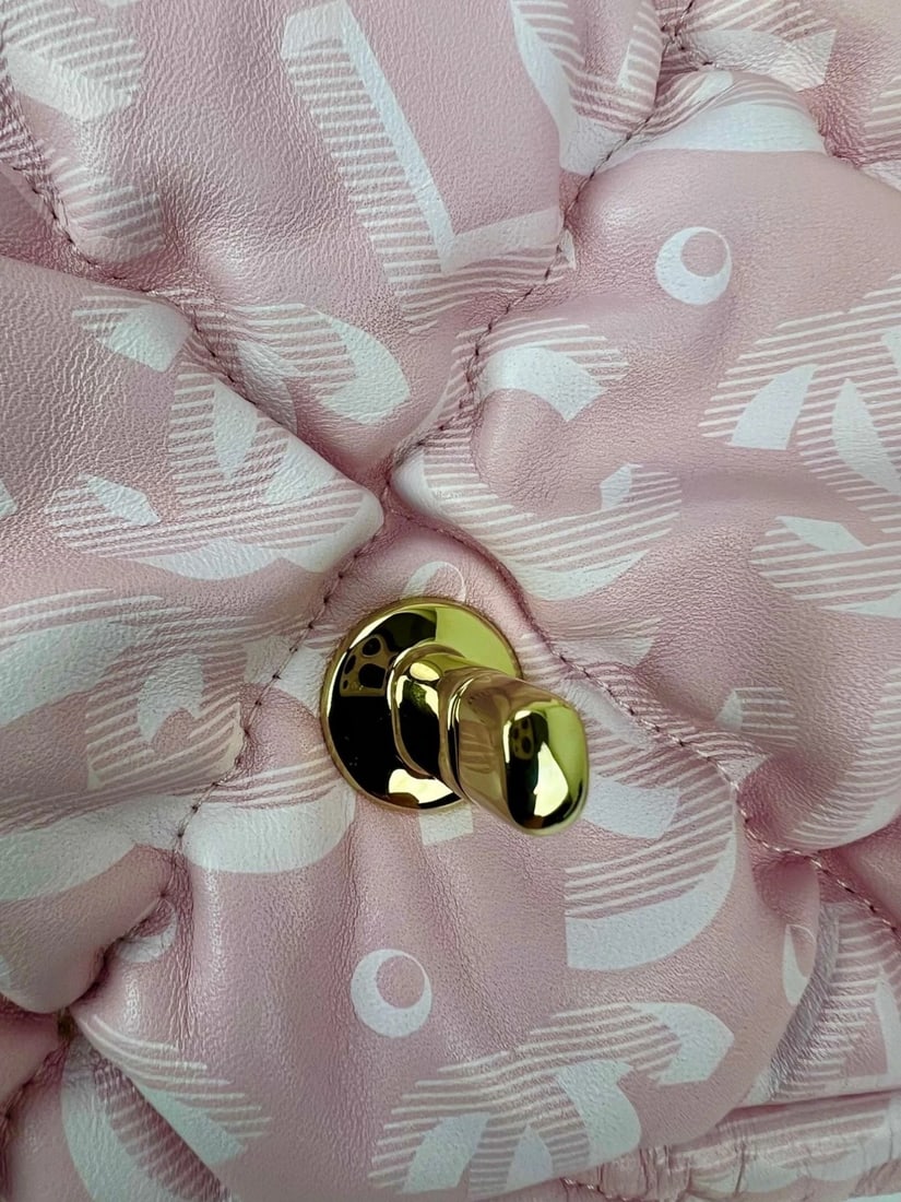 Chanel Printed Calfskin Quilted Medium Puffy Bubbly CC Pink Flap Bag - 14