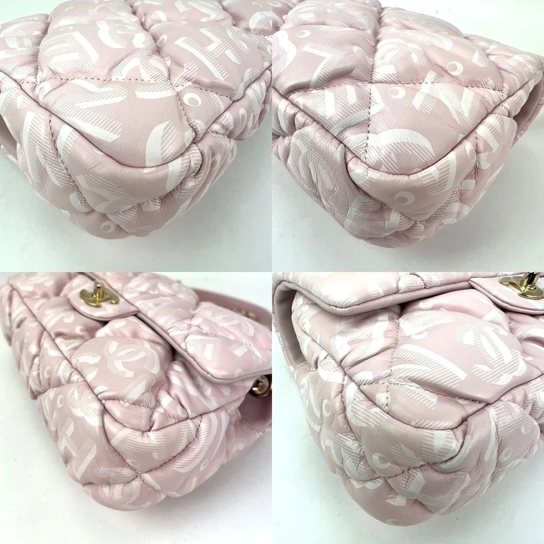 Chanel Printed Calfskin Quilted Medium Puffy Bubbly CC Pink Flap Bag - 18