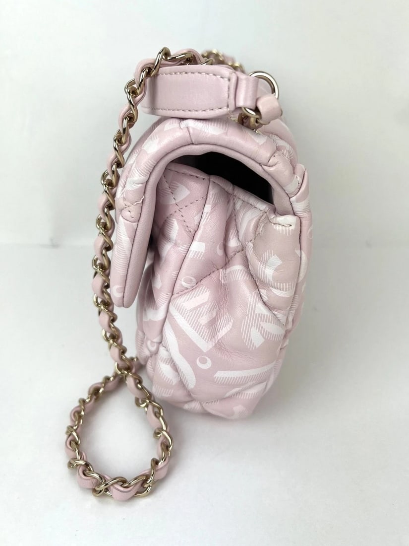 Chanel Printed Calfskin Quilted Medium Puffy Bubbly CC Pink Flap Bag - 5