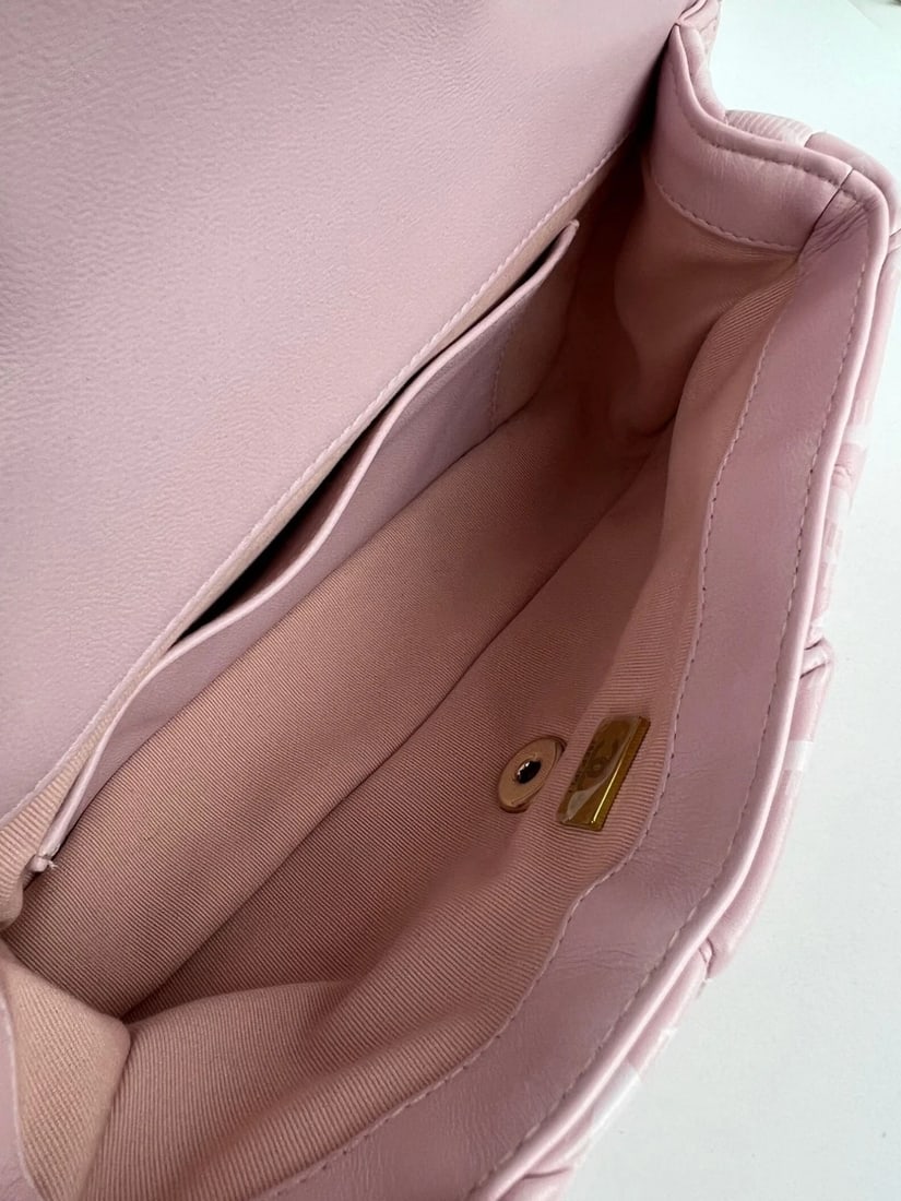 Chanel Printed Calfskin Quilted Medium Puffy Bubbly CC Pink Flap Bag - 8