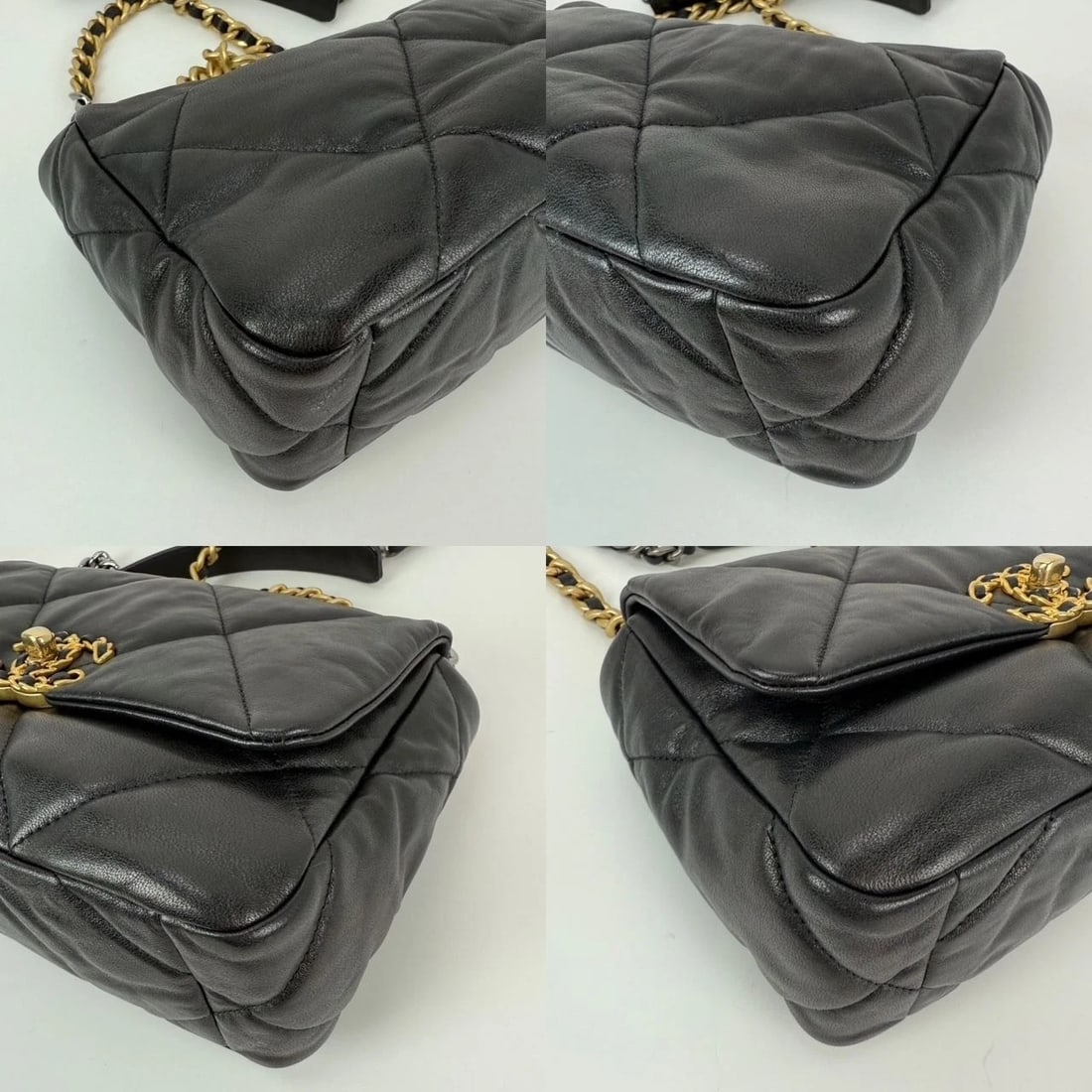 Chanel 19 Large Lambskin Quilted Small Black Smooth Flap Bag - 3