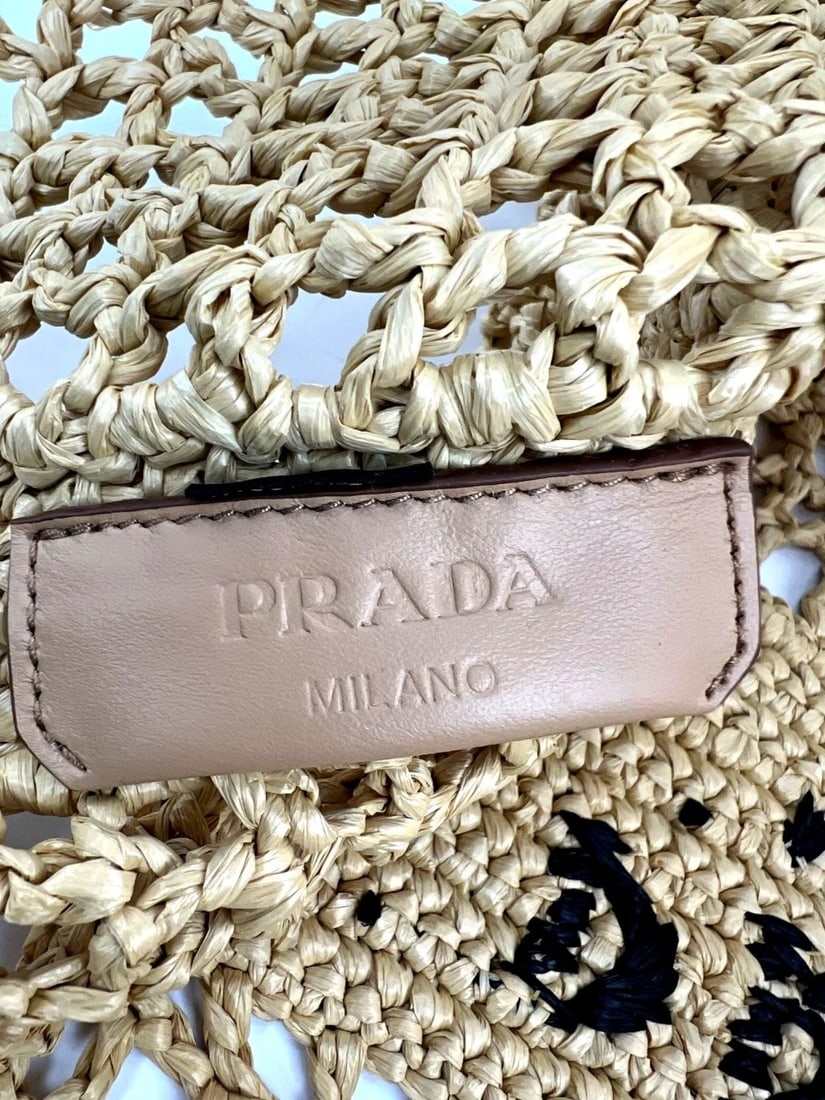 Prada Raffia Crochet Large Tote Bag Natural - 11
