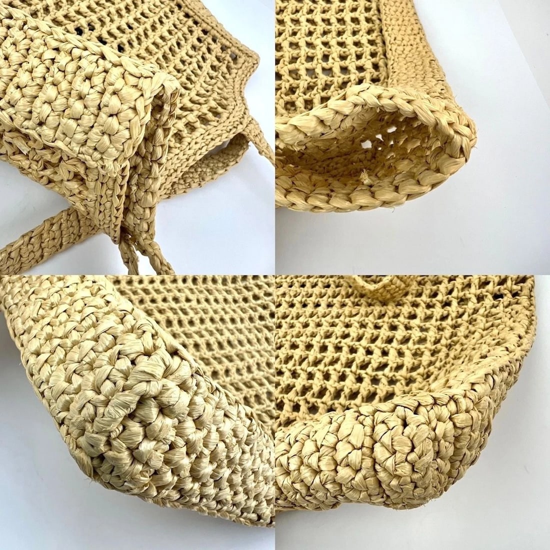 Prada Raffia Crochet Large Tote Bag Natural - 12
