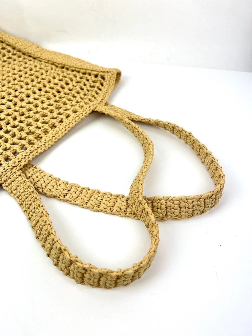 Prada Raffia Crochet Large Tote Bag Natural - 3