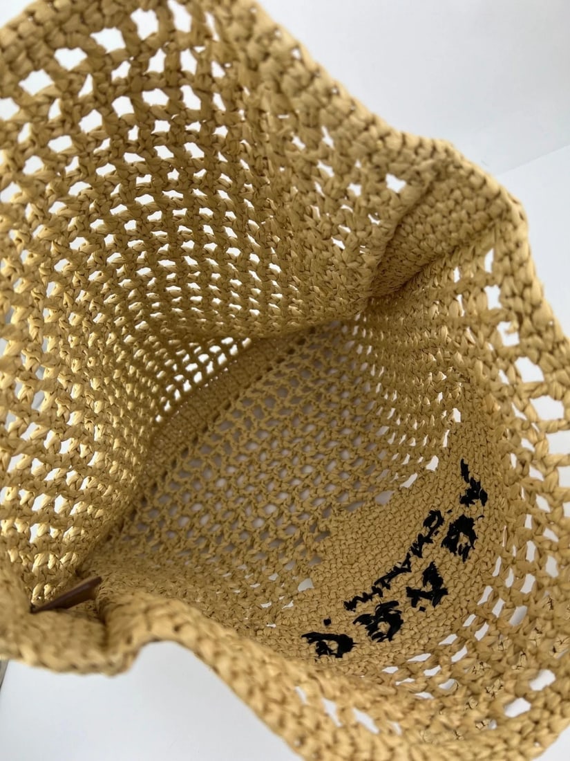 Prada Raffia Crochet Large Tote Bag Natural - 4