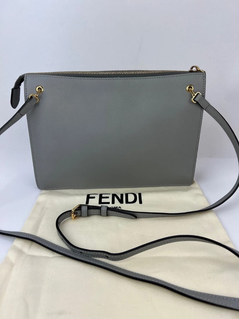 Fendi Rainbow Studs Gray Leather Crossbody Bag - 2