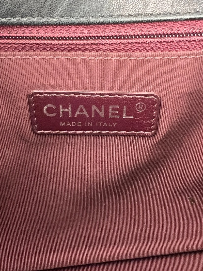 Chanel Crumpled Lambskin New Medium Studded Black Boy Flap Bag - 7