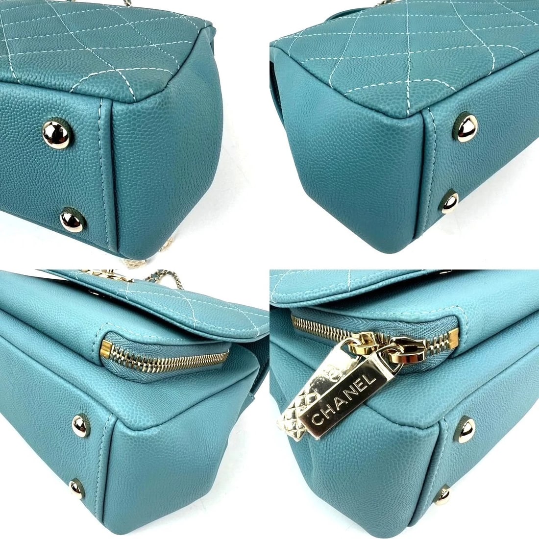 Chanel Caviar Quilted Small Business Affinity Blue Crossbody Bag - 16