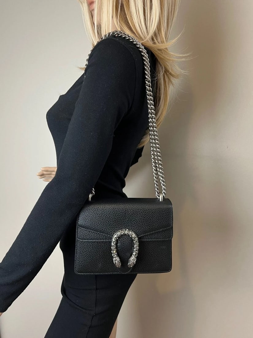 Gucci Dionysus Cyrstals Black Leather Small Shoulder Bag - 16