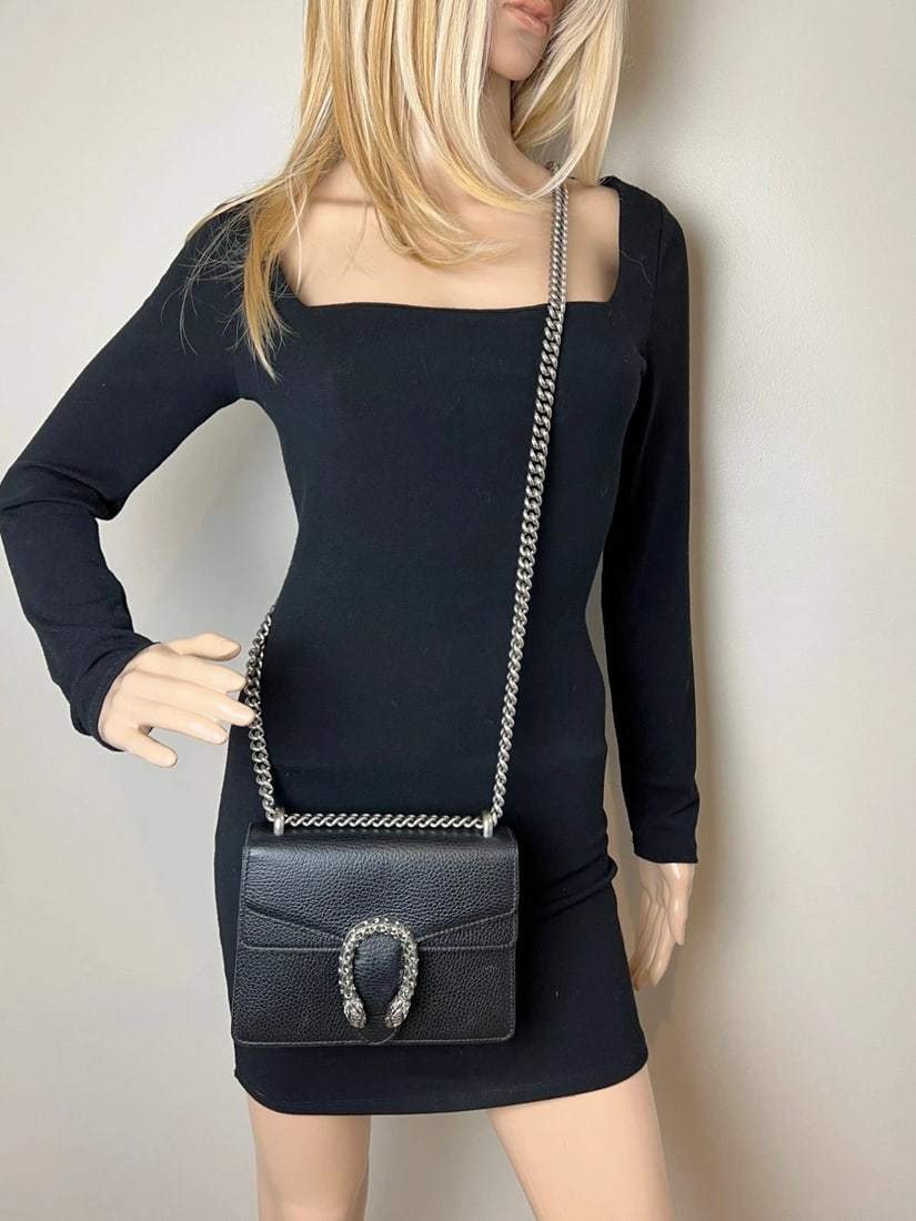 Gucci Dionysus Cyrstals Black Leather Small Shoulder Bag - 17