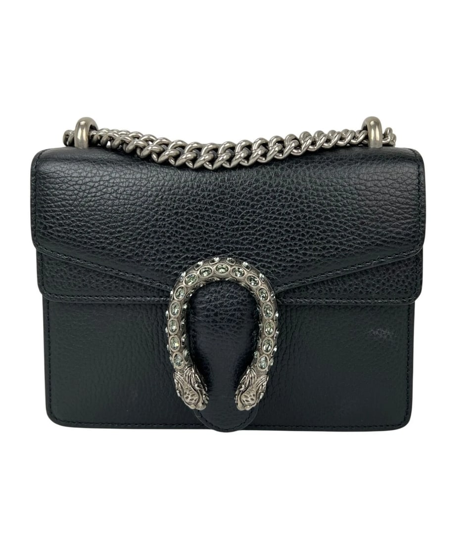 Gucci Dionysus Cyrstals Black Leather Small Shoulder Bag: Title: Gucci Dionysus Cyrstals Black Leather Small Shoulder Bag Description: Pre-Owned 100% Authentic Gucci Dionysus Cyrstals Black Leather Small Shoulder Bag RATING: A/B...Very Good, well maintained,