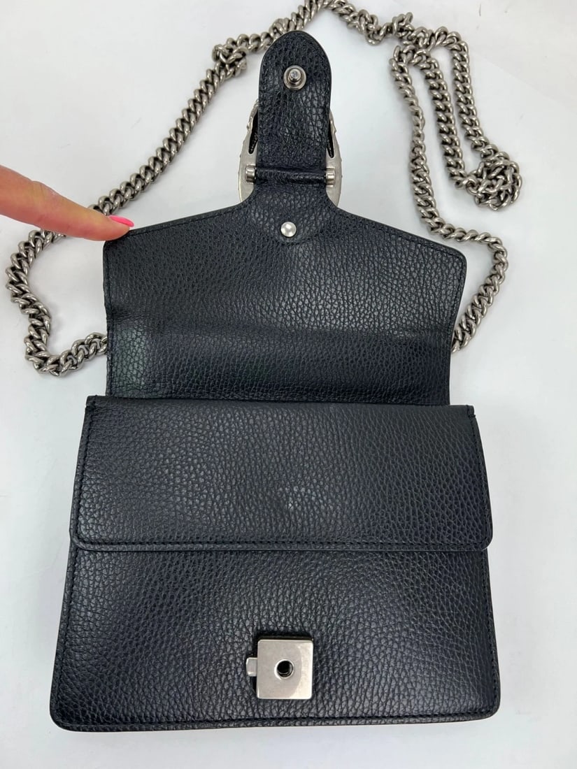 Gucci Dionysus Cyrstals Black Leather Small Shoulder Bag - 9