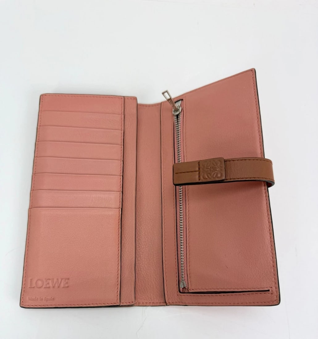 Loewe Grained Calfskin Large Orange Brown Vertical Wallet - 4