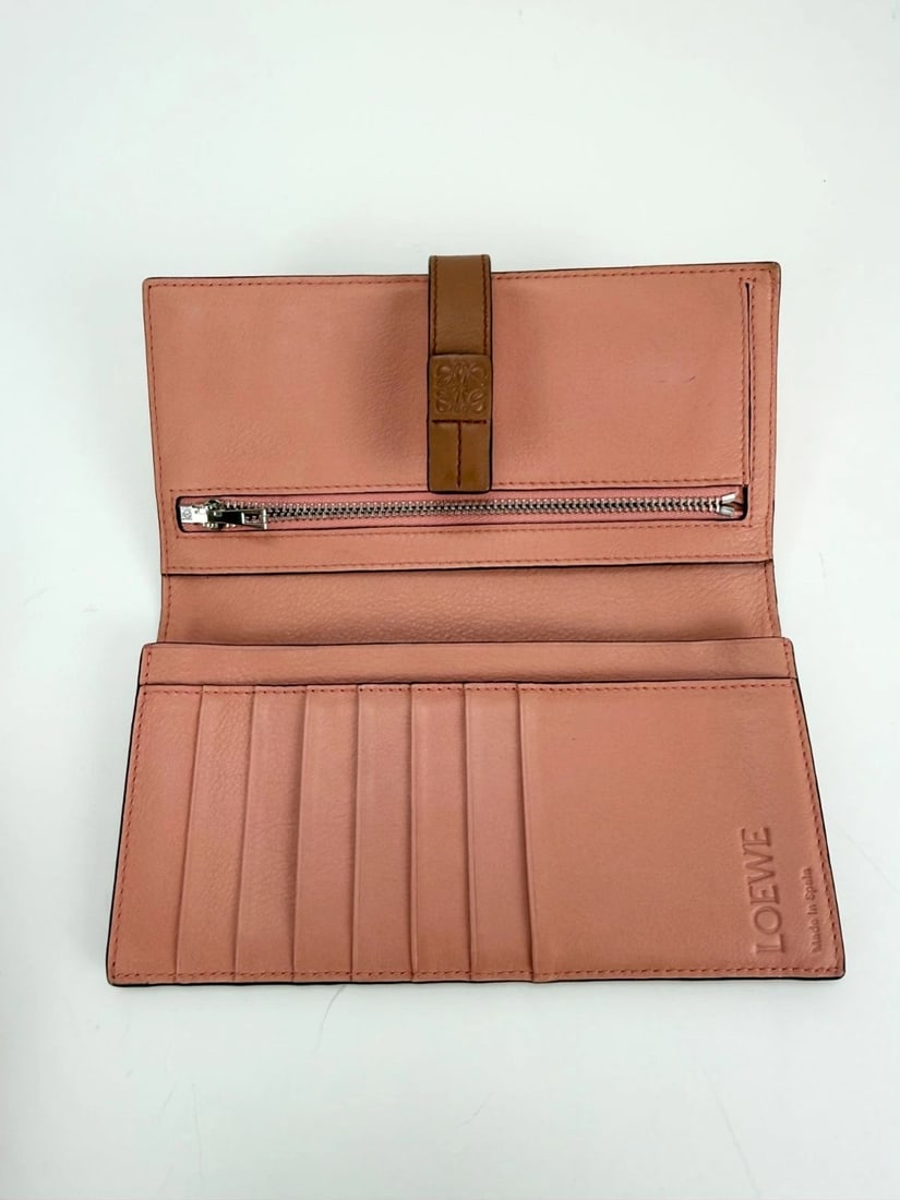 Loewe Grained Calfskin Large Orange Brown Vertical Wallet - 8