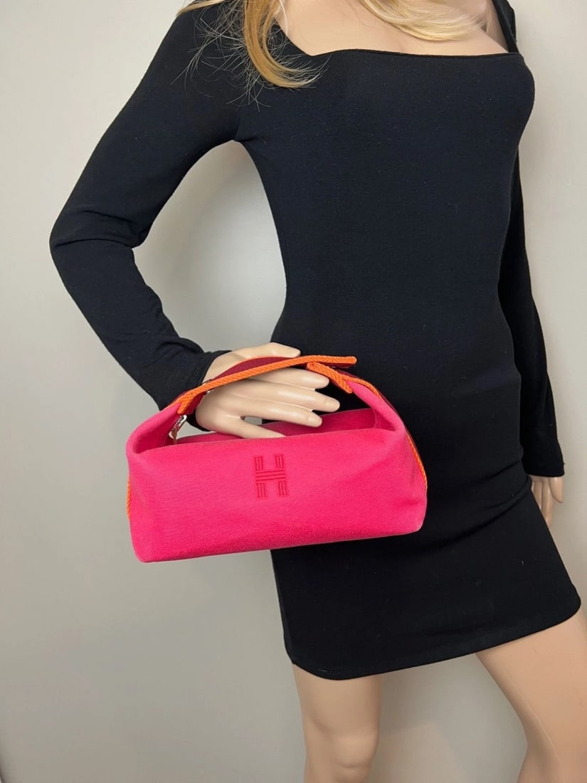 Hermes Small Canvas Bride A-Brac Pink Pouch Bag - 14