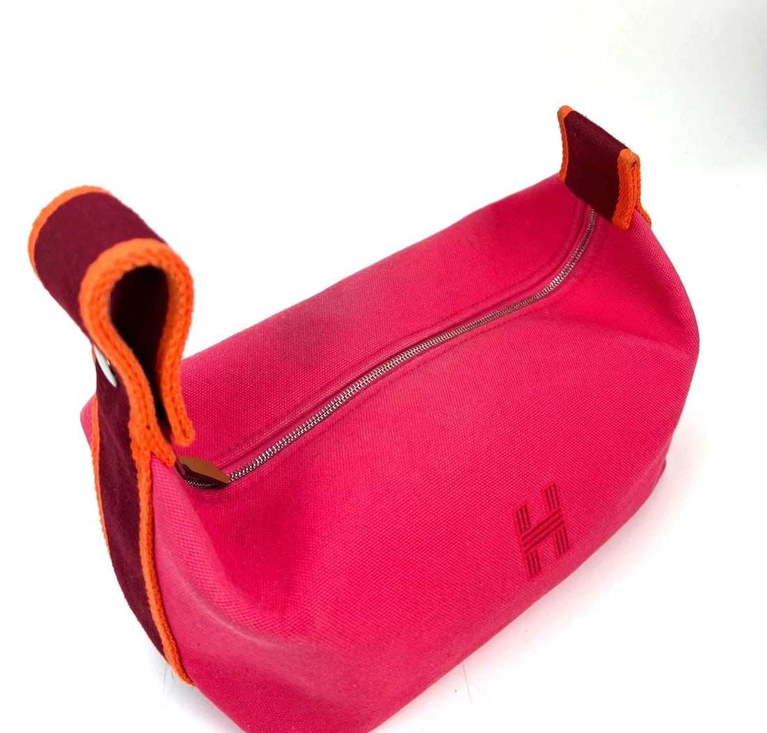 Hermes Small Canvas Bride A-Brac Pink Pouch Bag - 2