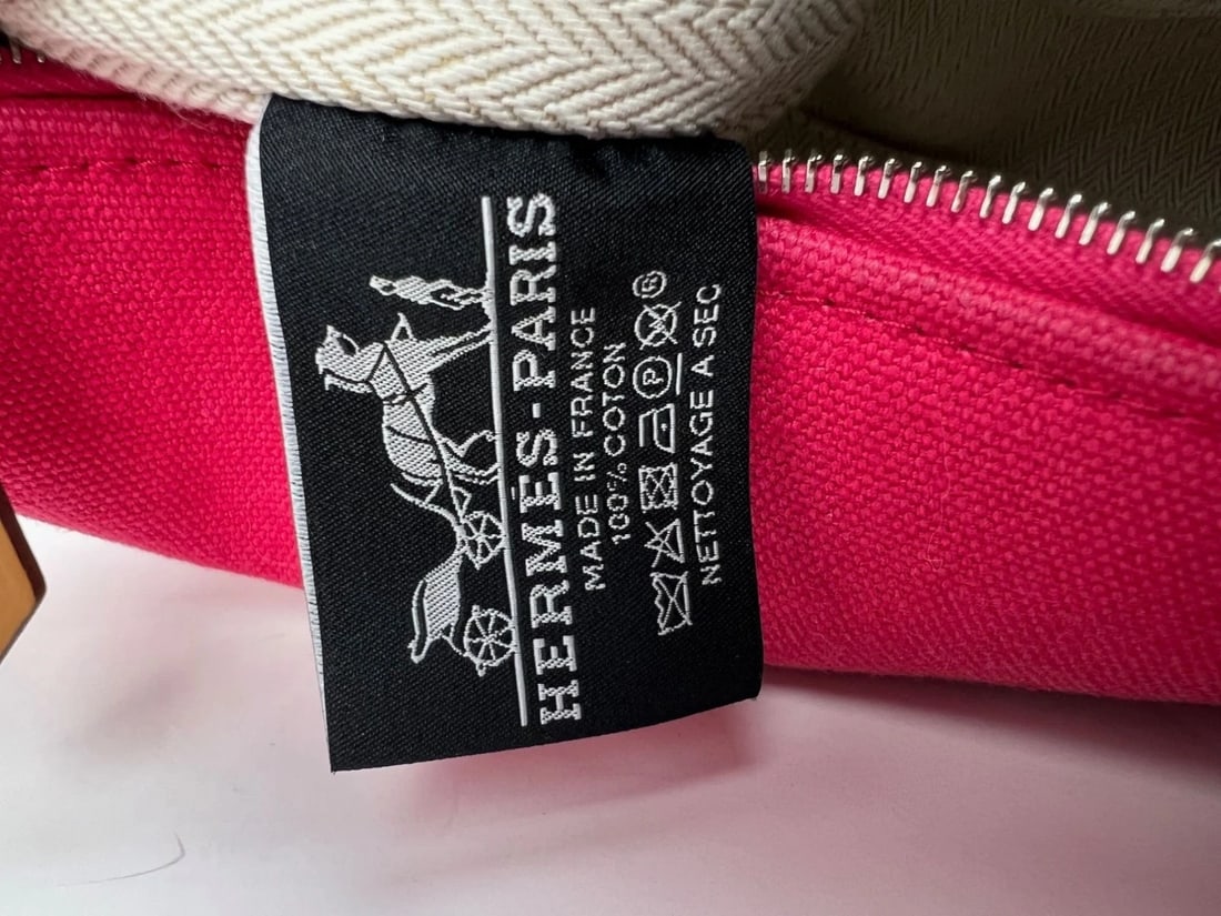 Hermes Small Canvas Bride A-Brac Pink Pouch Bag - 6
