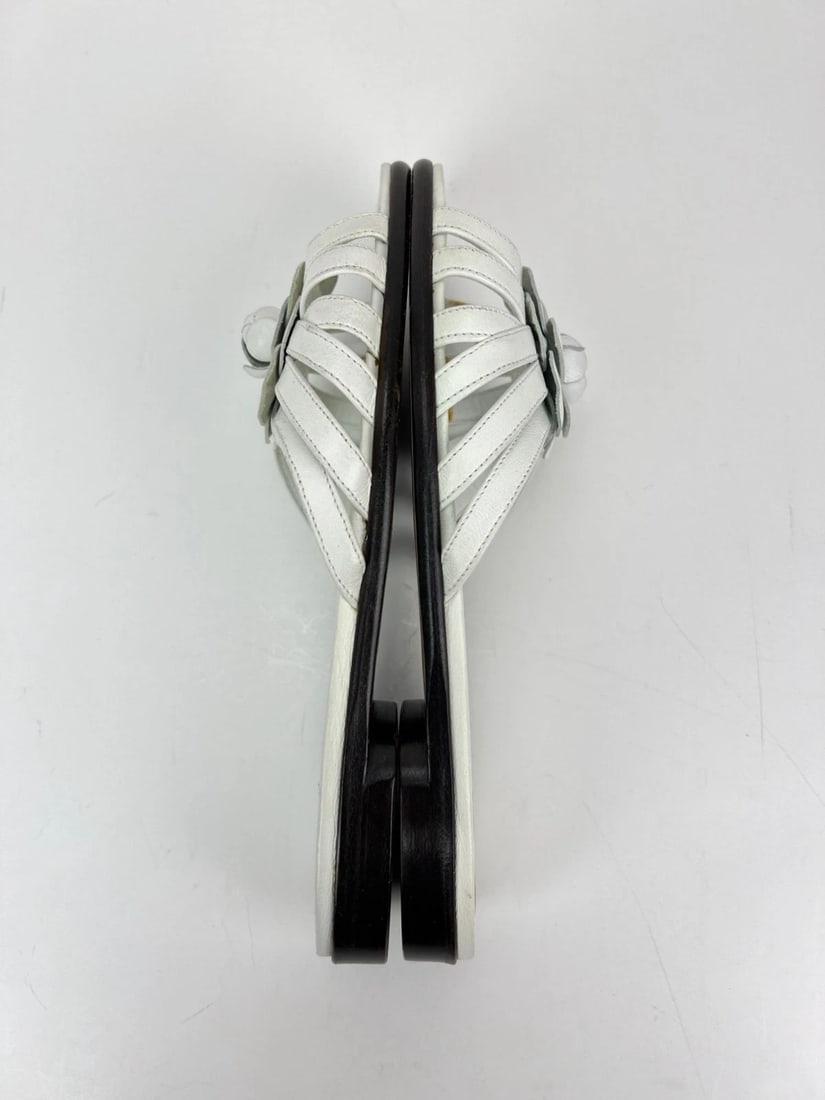 Chanel Cameilla White Leather Slip On Sandals - 13