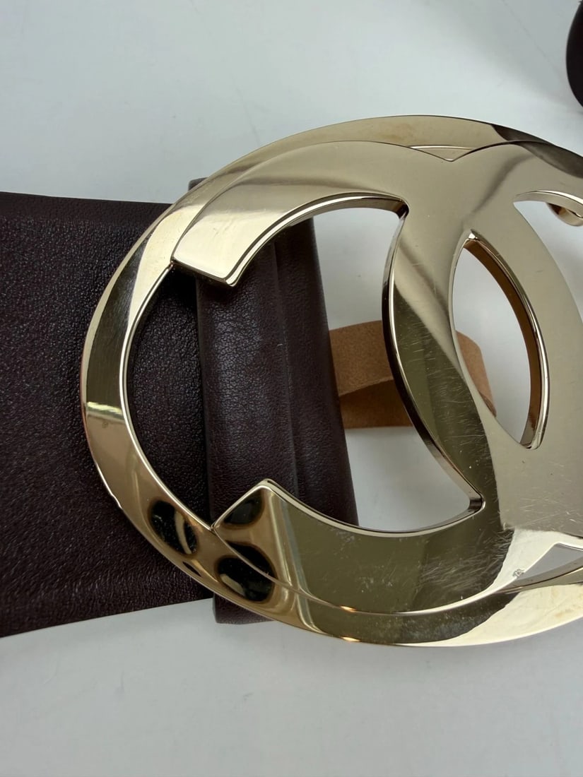 Chanel Interlocking CC Logo Brown Leather Belt 95/38 - 10