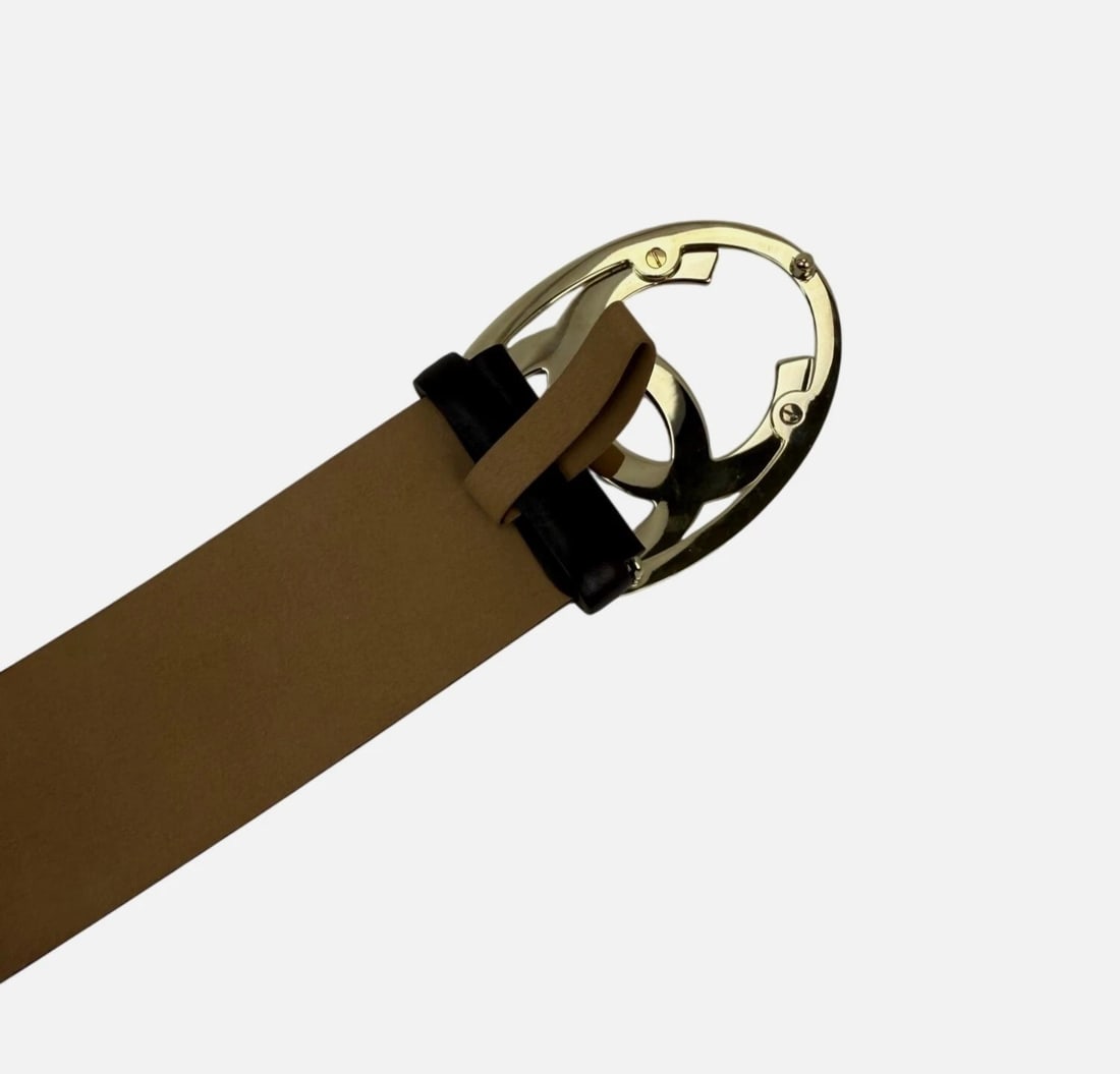 Chanel Interlocking CC Logo Brown Leather Belt 95/38 - 12