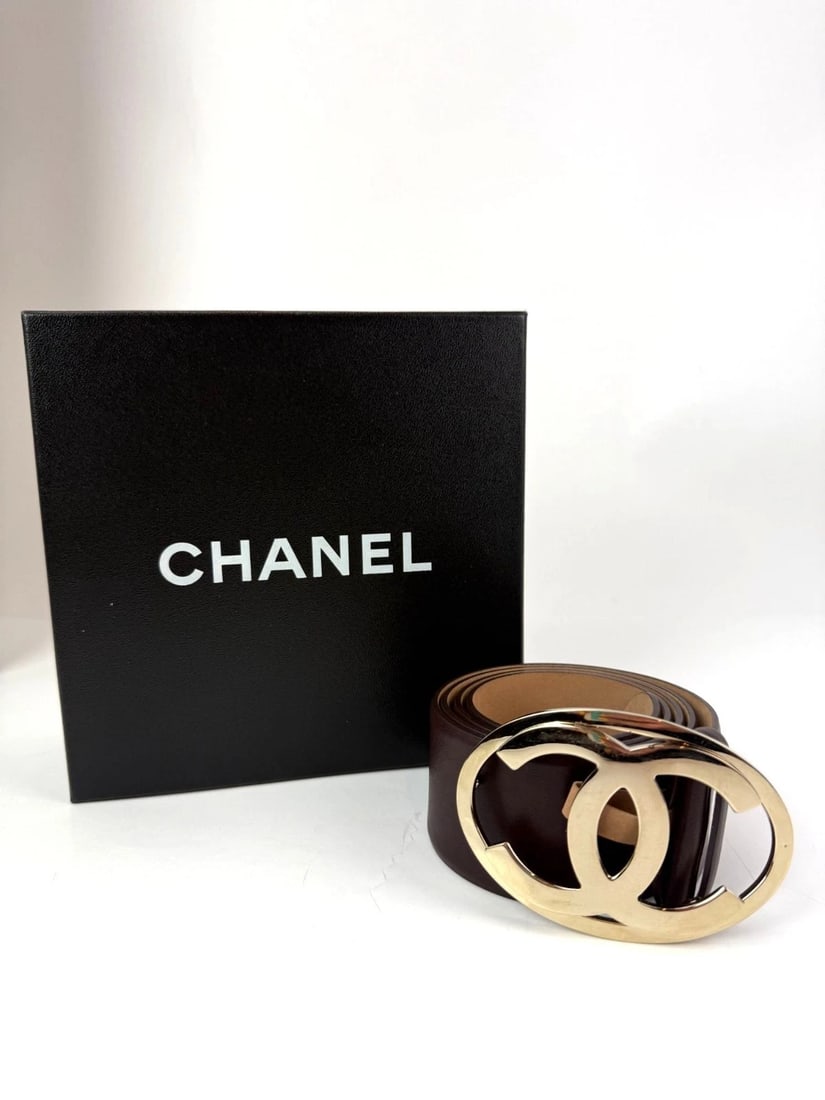 Chanel Interlocking CC Logo Brown Leather Belt 95/38 - 13