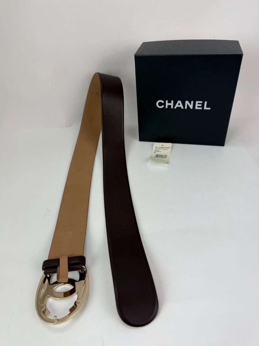 Chanel Interlocking CC Logo Brown Leather Belt 95/38 - 18