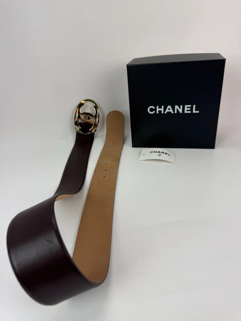 Chanel Interlocking CC Logo Brown Leather Belt 95/38 - 19