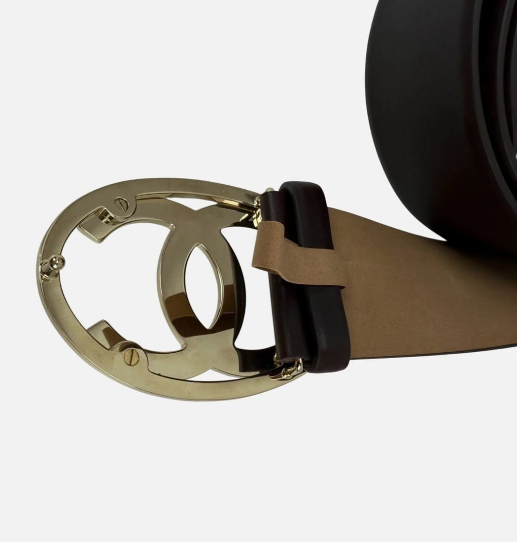 Chanel Interlocking CC Logo Brown Leather Belt 95/38 - 4