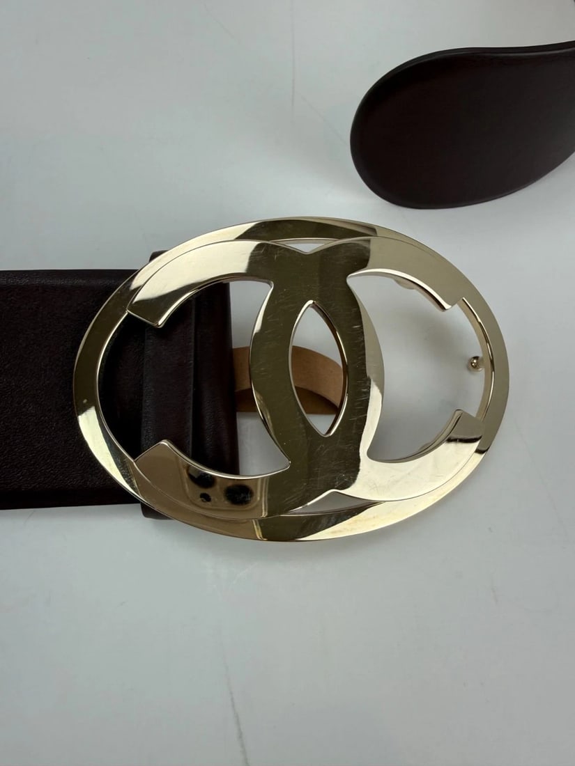 Chanel Interlocking CC Logo Brown Leather Belt 95/38 - 8