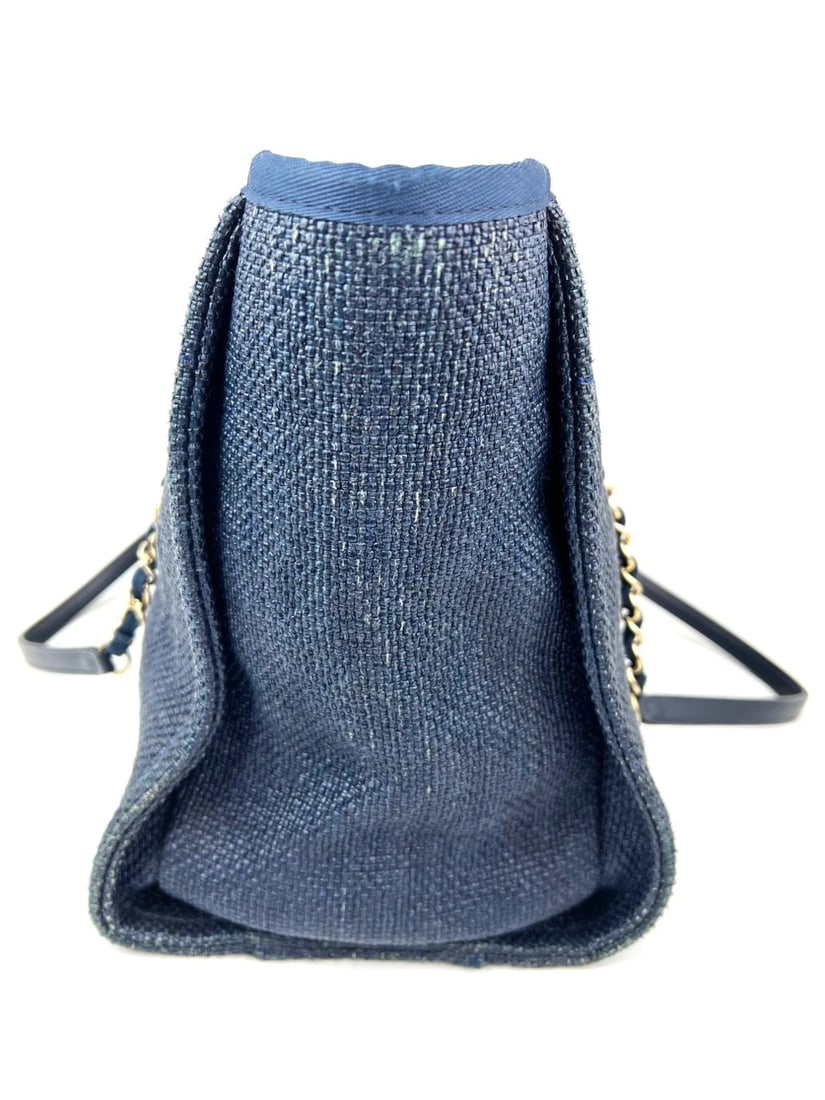 Chanel Woven Blue Small Deauville Straw Raffia Tote Bag - 5