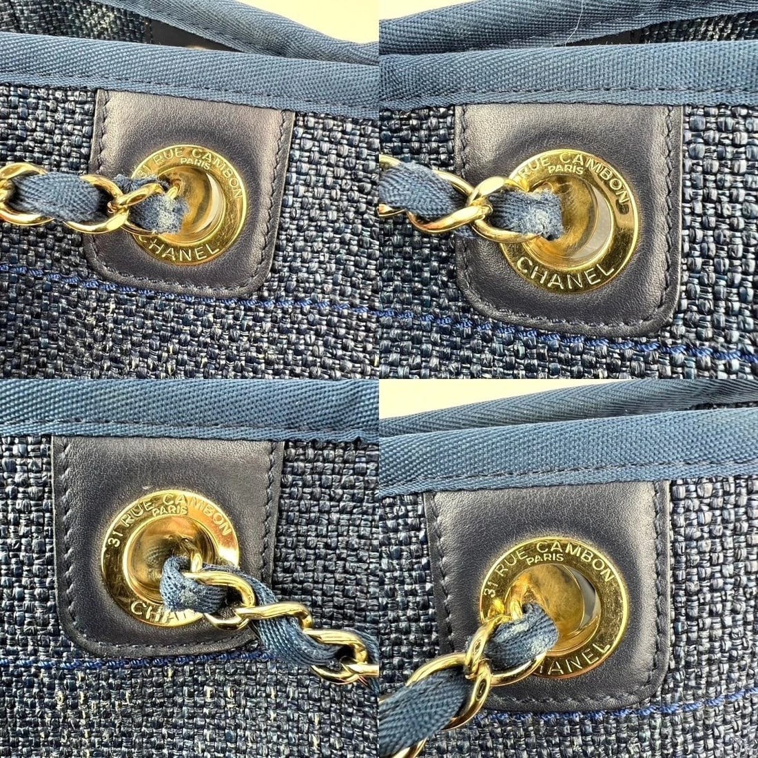 Chanel Woven Blue Small Deauville Straw Raffia Tote Bag - 6