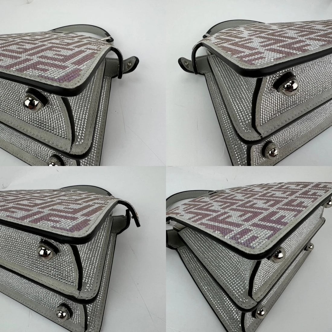 Fendi Peekaboo Vitello Laminato Ff Petite I See U Satchel Crystal Bag - 15