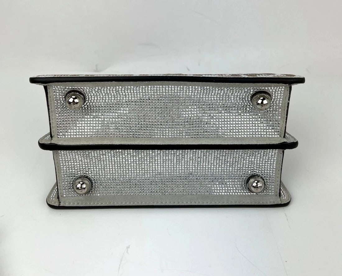 Fendi Peekaboo Vitello Laminato Ff Petite I See U Satchel Crystal Bag - 8