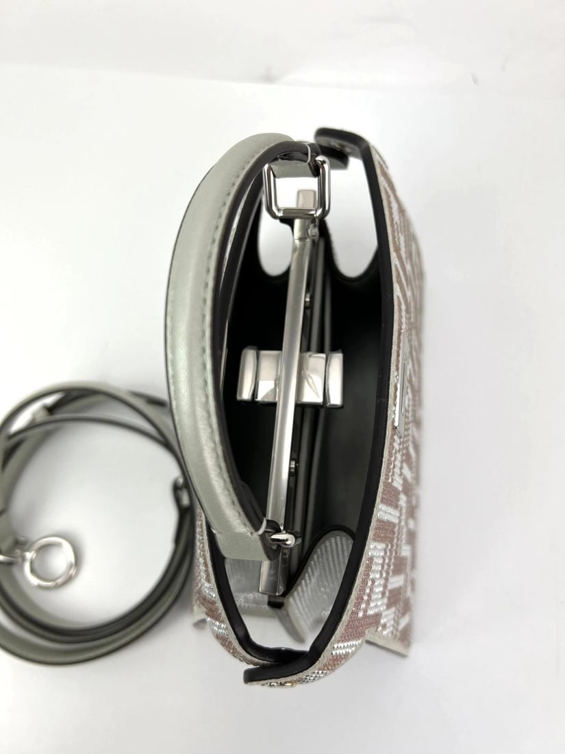 Fendi Peekaboo Vitello Laminato Ff Petite I See U Satchel Crystal Bag - 9