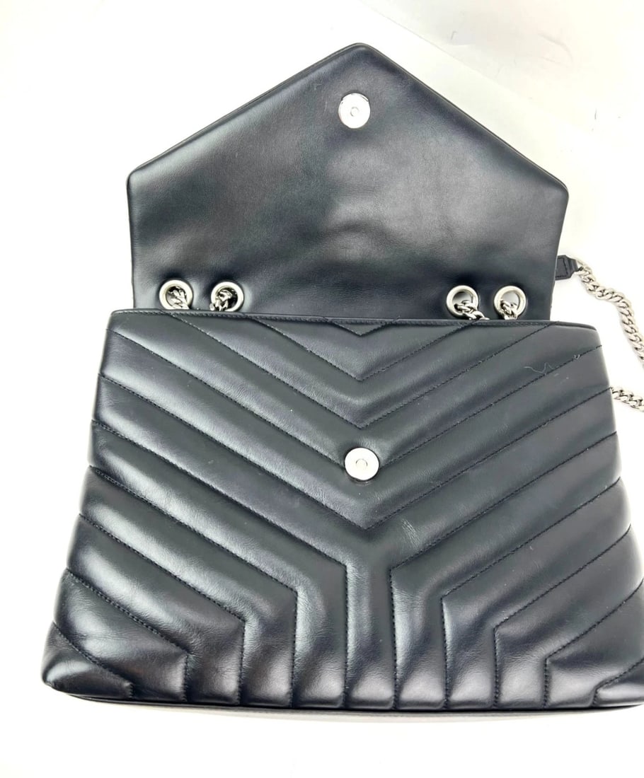 Saint Laurent Calfskin Medium Loulou Matelasse Black Shoulder Bag - 10