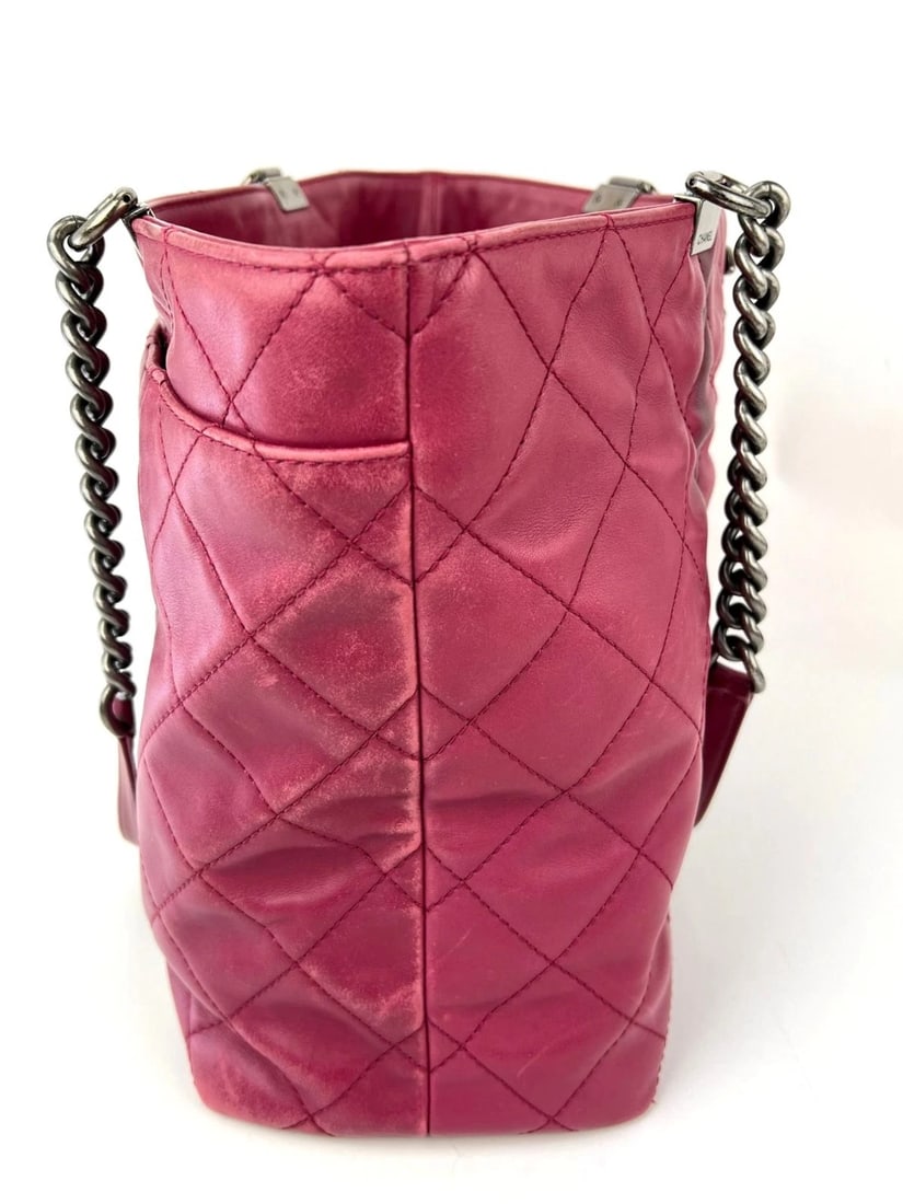 Chanel Shopping in Chains Quilted Leather Burgundy Tote Bag - 5