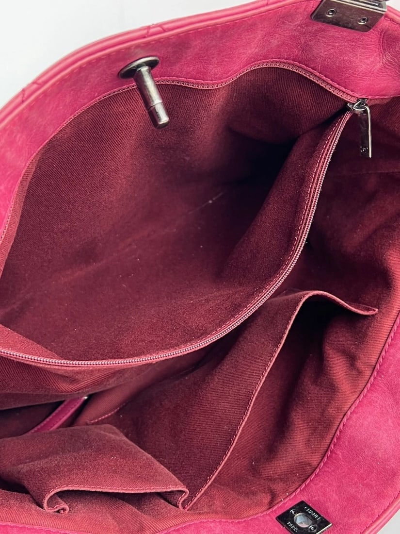 Chanel Shopping in Chains Quilted Leather Burgundy Tote Bag - 6