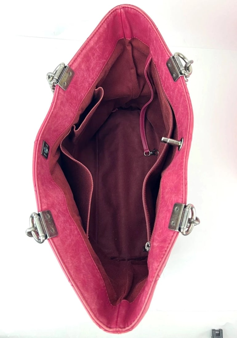 Chanel Shopping in Chains Quilted Leather Burgundy Tote Bag - 8
