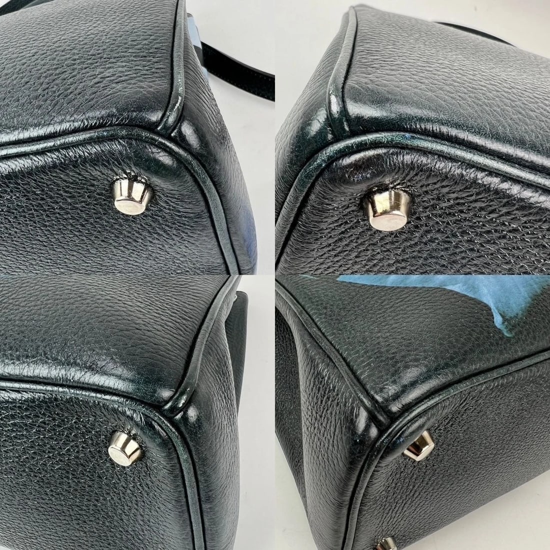 Christian Dior Dark Green Leather Lady Dior Bag Floral Print Tote Bag - 15
