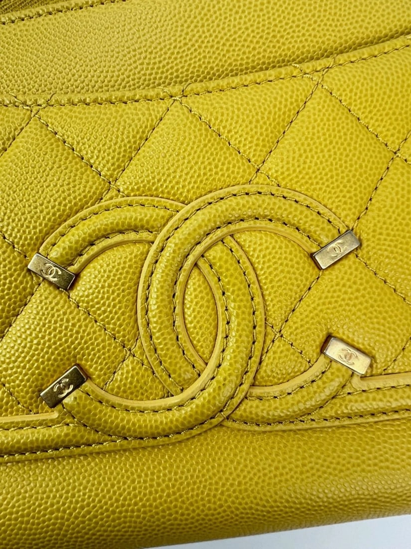 Chanel Caviar Quilted Filigree Yellow Waist Bag - 16