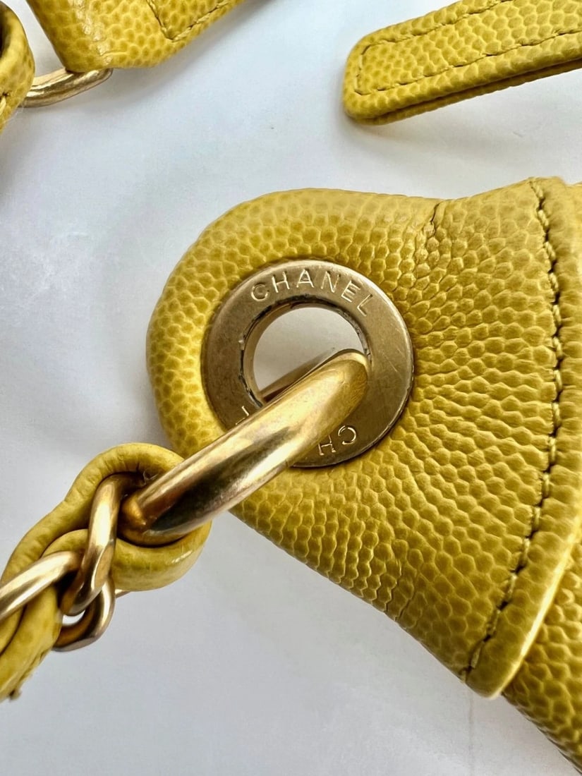Chanel Caviar Quilted Filigree Yellow Waist Bag - 17