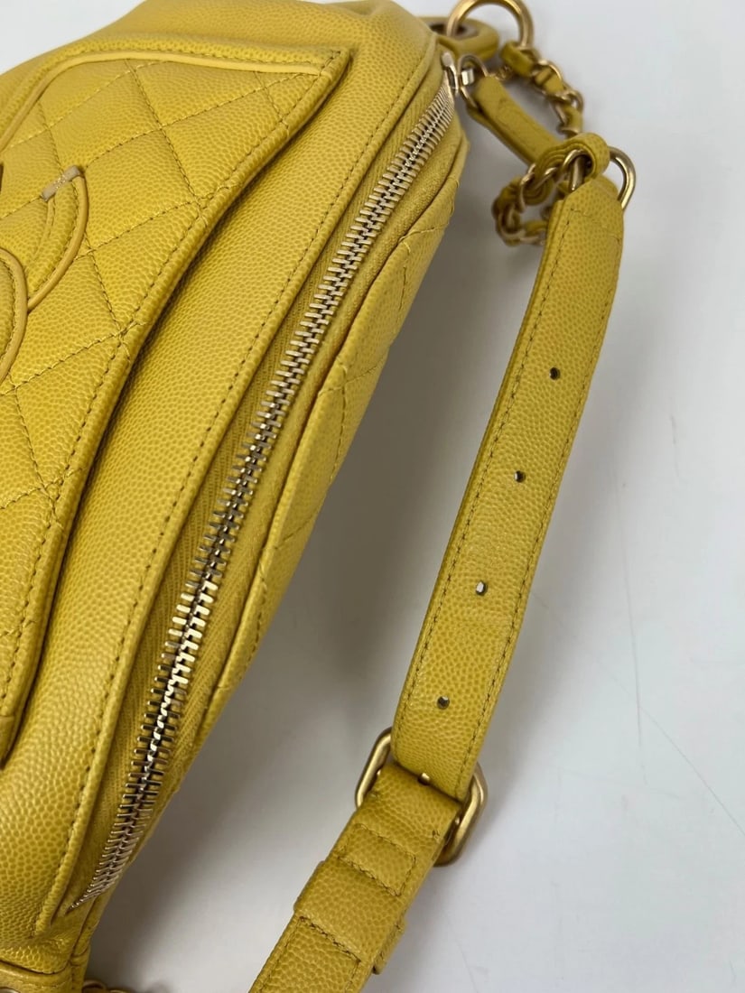 Chanel Caviar Quilted Filigree Yellow Waist Bag - 20