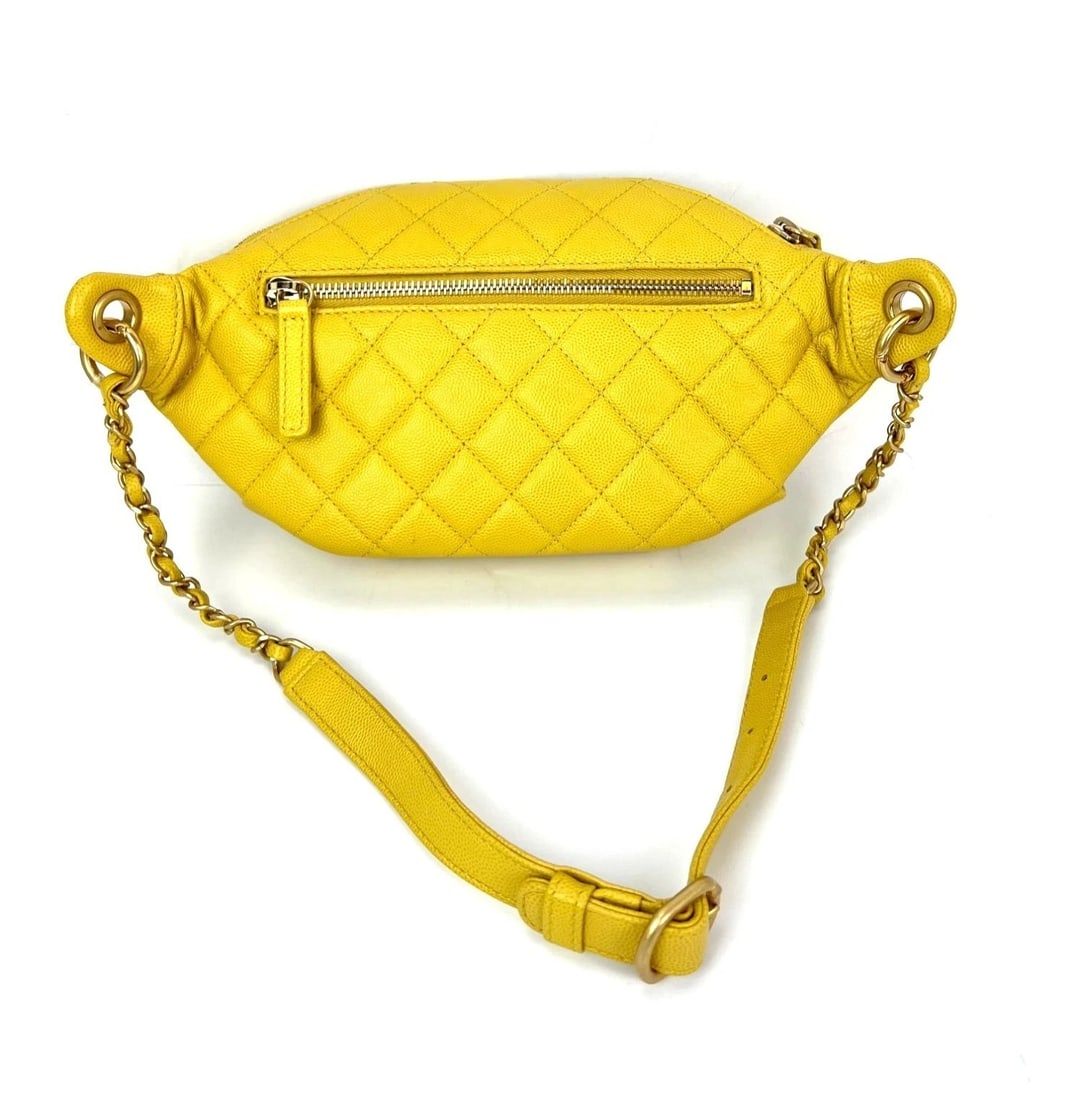 Chanel Caviar Quilted Filigree Yellow Waist Bag - 2